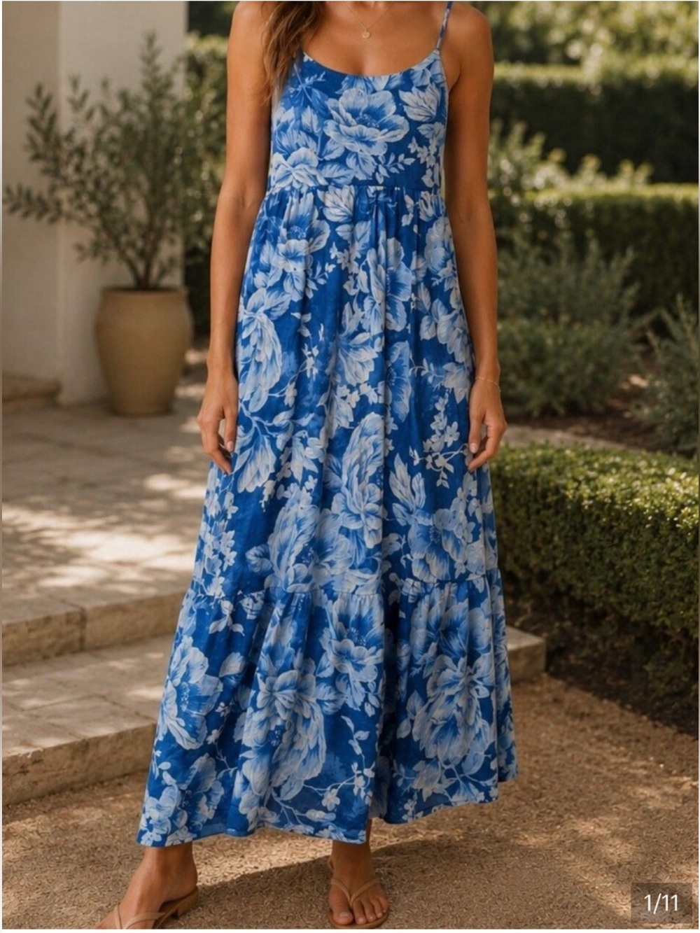 Joie Blue Floral Maxi Dress with Spaghetti Straps Size 10 BNWOT